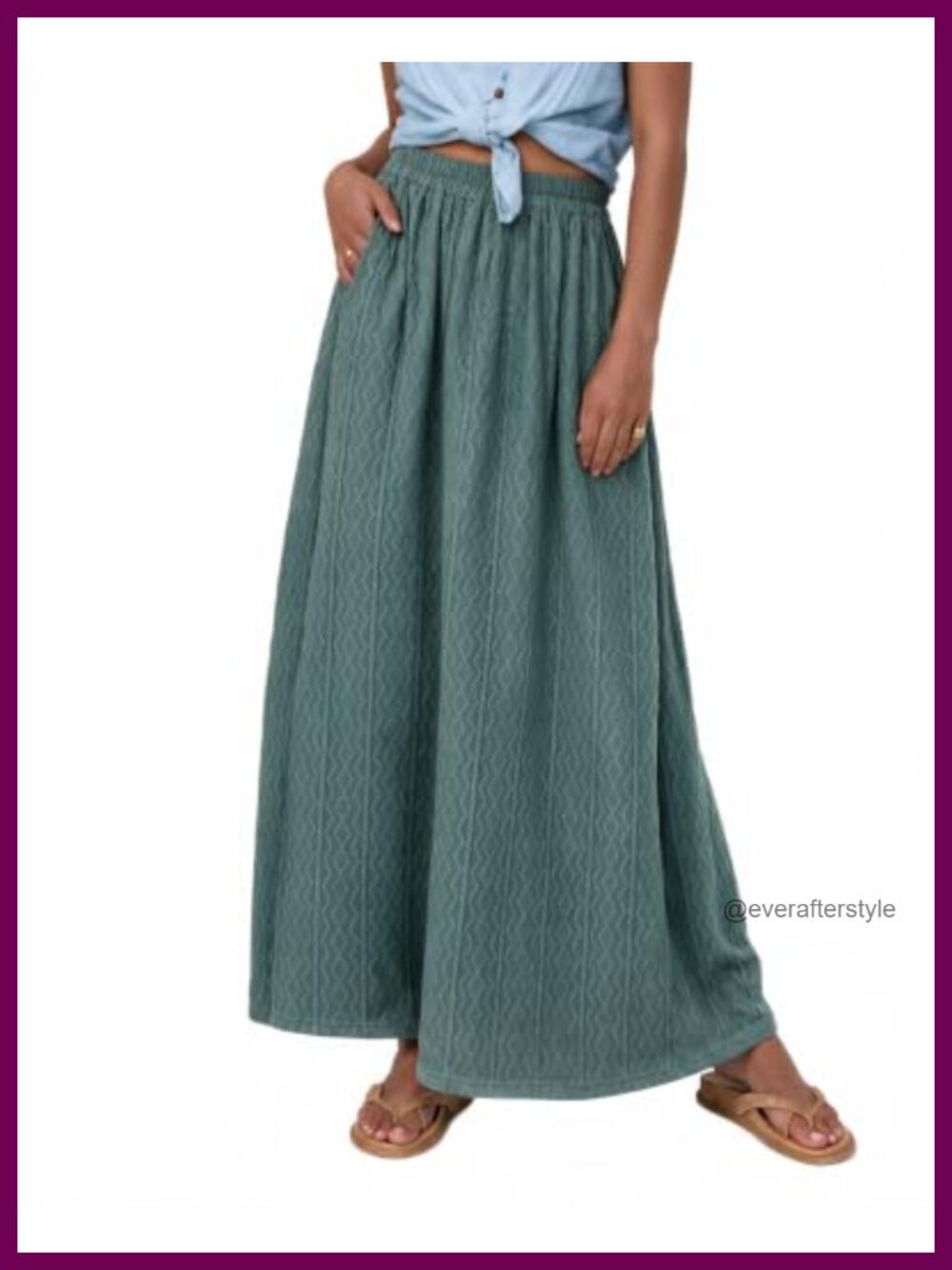 Women's High Waist Jacquard Maxi Skirt with Pockets A-Line Long Casual